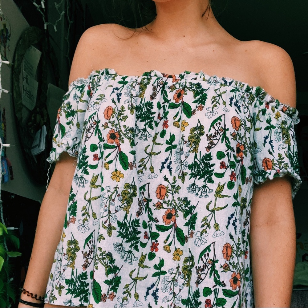 Urban Outfitters Frayed Floral Top